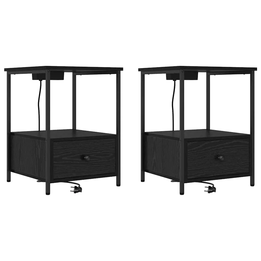 Cabinet de chevet avec tiroir 2 pcs Chêne noir 42 x 41 x 56 cm - 2