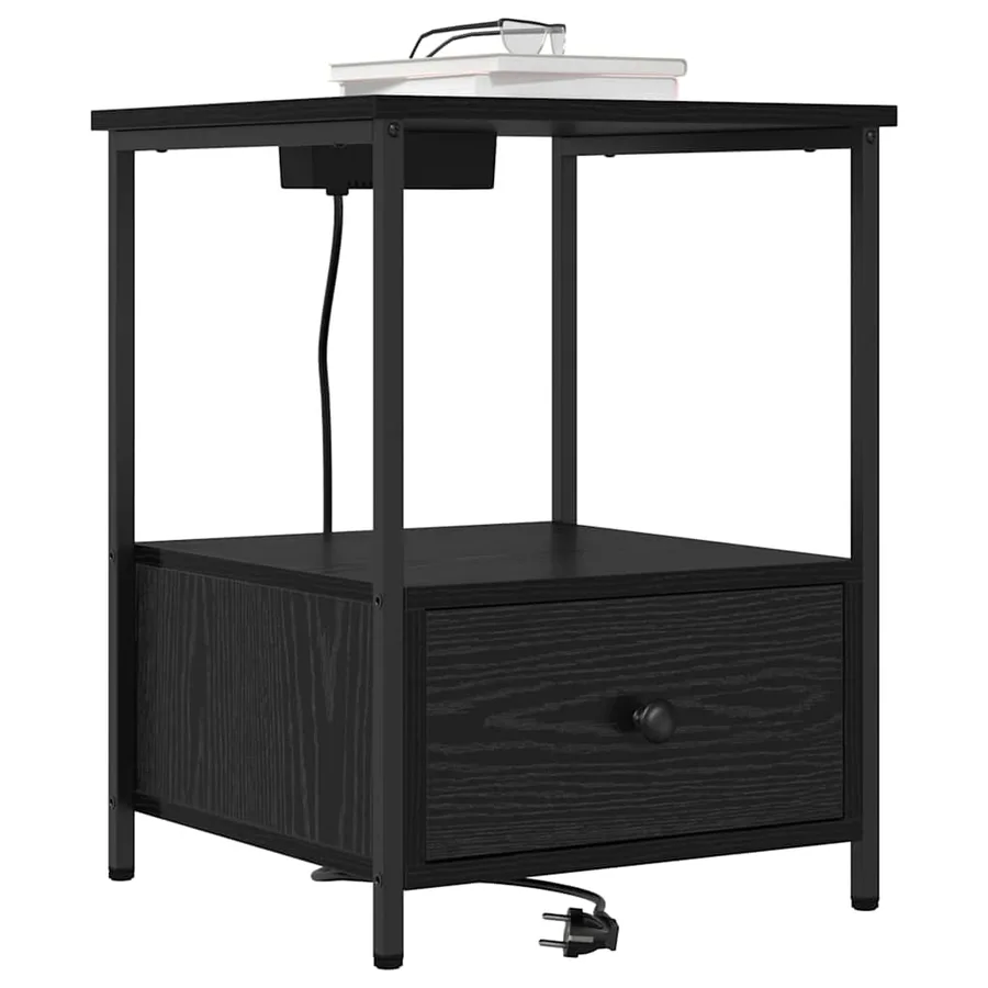 Cabinet de chevet avec tiroir 2 pcs Chêne noir 42 x 41 x 56 cm - 3