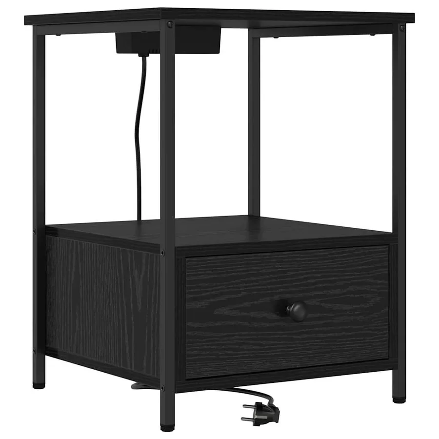 Cabinet de chevet avec tiroir 2 pcs Chêne noir 42 x 41 x 56 cm - 6