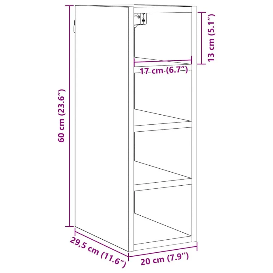 Armoire suspendue avec étagère Chêne noir 20 x 29,5 x 60 cm - 11