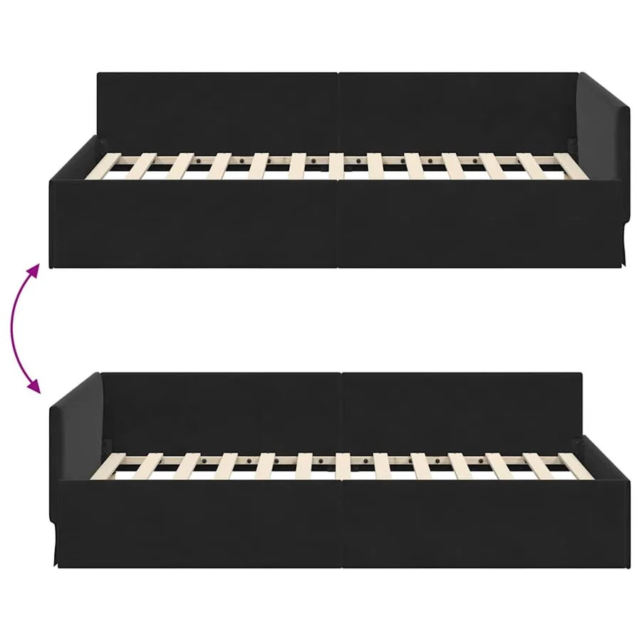 Cadre de lit d'angle Noir 100 cm x 200 cm Velours - 9