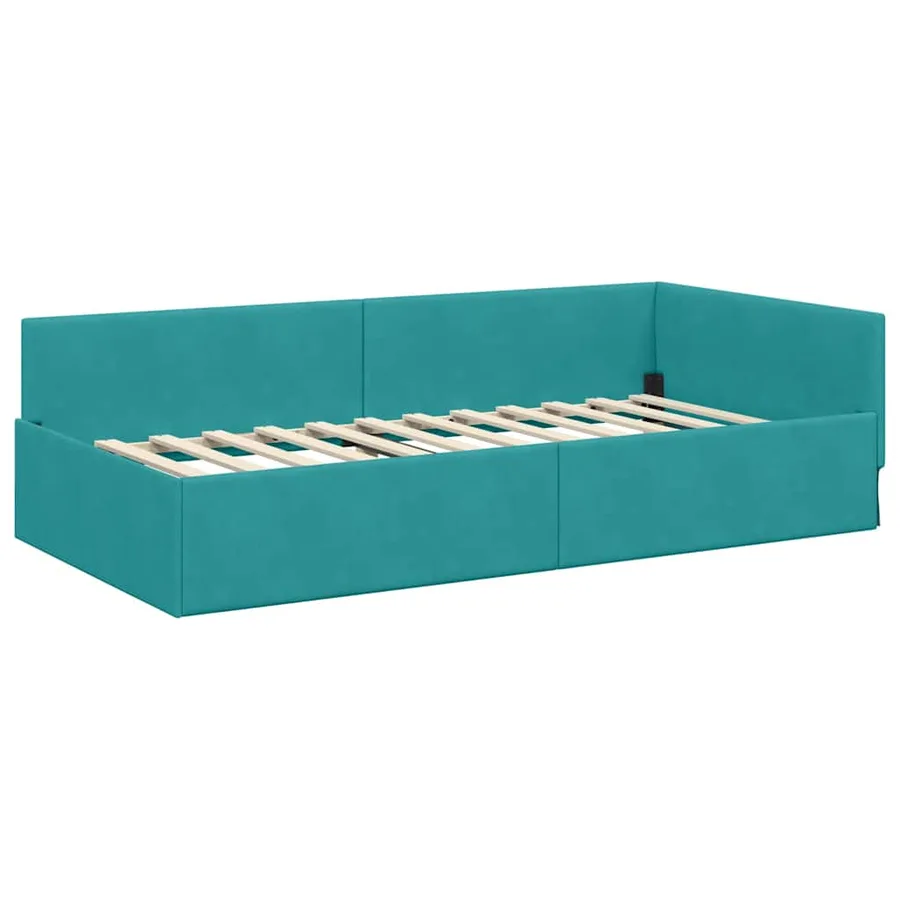Cadre de lit d'angle avec matelas Autre 2 pcs Vert Velours - 6