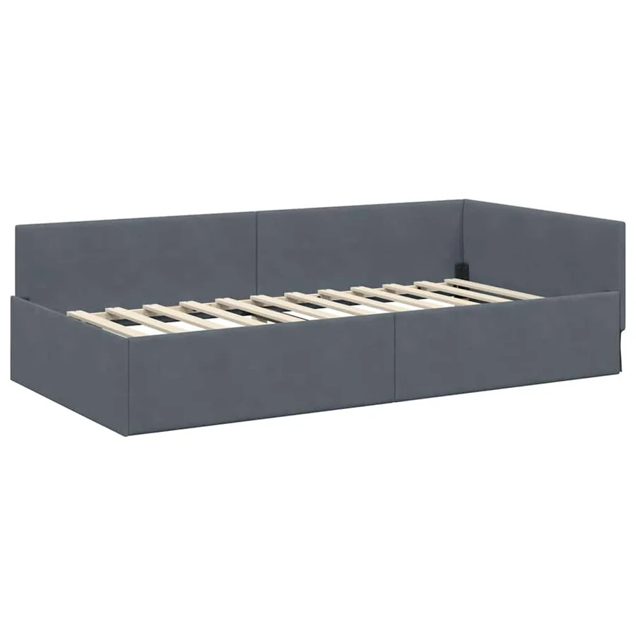 Cadre de lit d'angle avec matelas Autre 2 pcs Gris Velours - 6