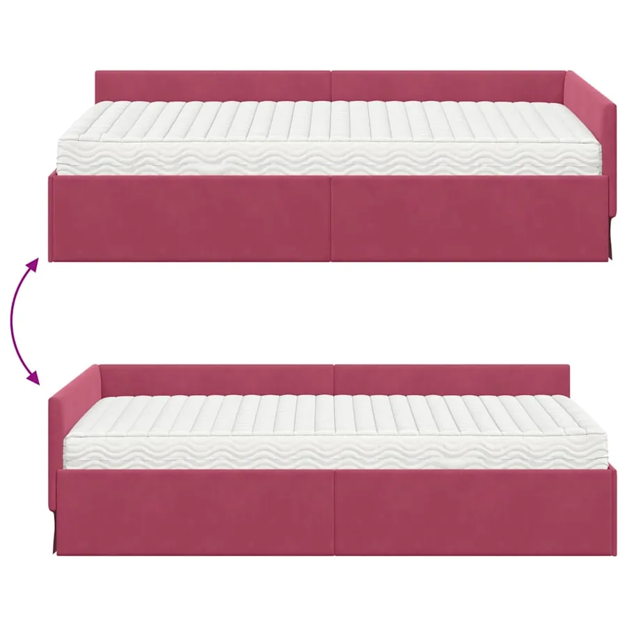 Cadre de lit d'angle avec matelas Autre 2 pcs Vert Velours - 12