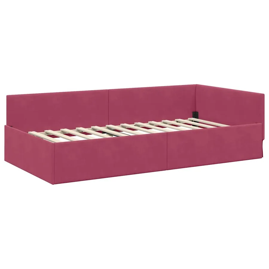 Cadre de lit d'angle avec matelas Autre 2 pcs Vert Velours - 6