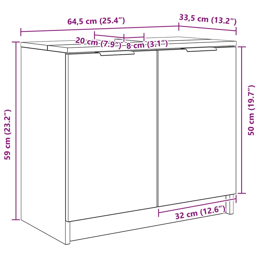Cabinet de salle de bain Chêne Sonoma 64,5 x 33,5 x 59 cm - 13