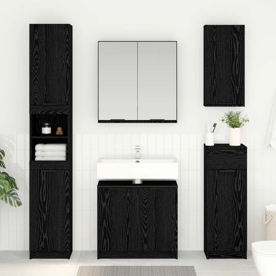 Cabinet de salle de bain Chêne noir 64,5 x 33,5 x 59 cm