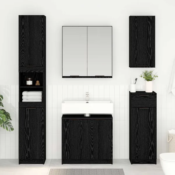 Cabinet de salle de bain Chêne noir 64,5 x 33,5 x 59 cm