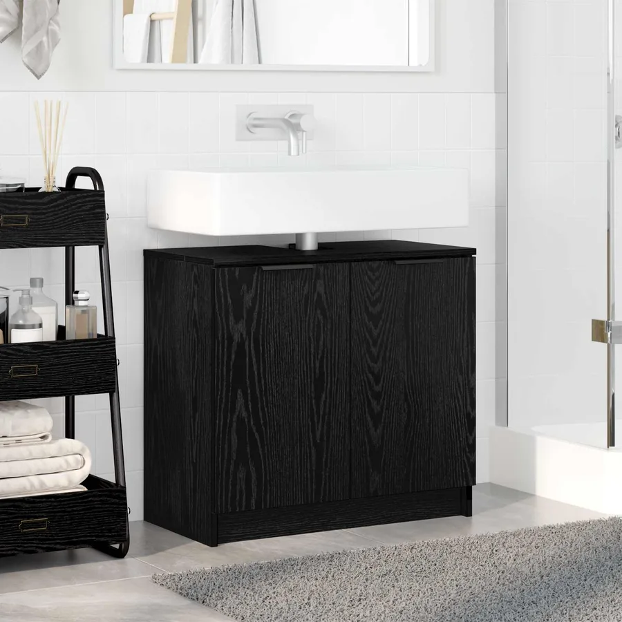 Cabinet de salle de bain Chêne noir 64,5 x 33,5 x 59 cm - 4