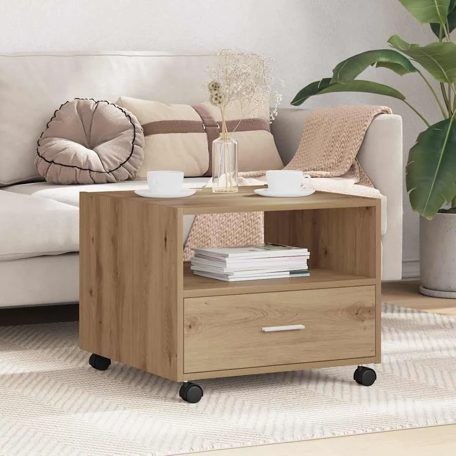 Table basse Chêne artisanal 55 x 55 x 45cm Bois d'ingénierie