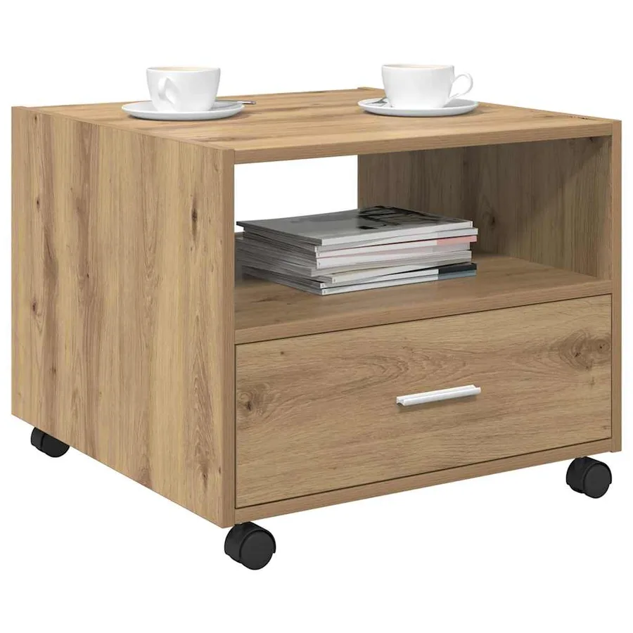 Table basse Chêne artisanal 55 x 55 x 45cm Bois d'ingénierie - 3