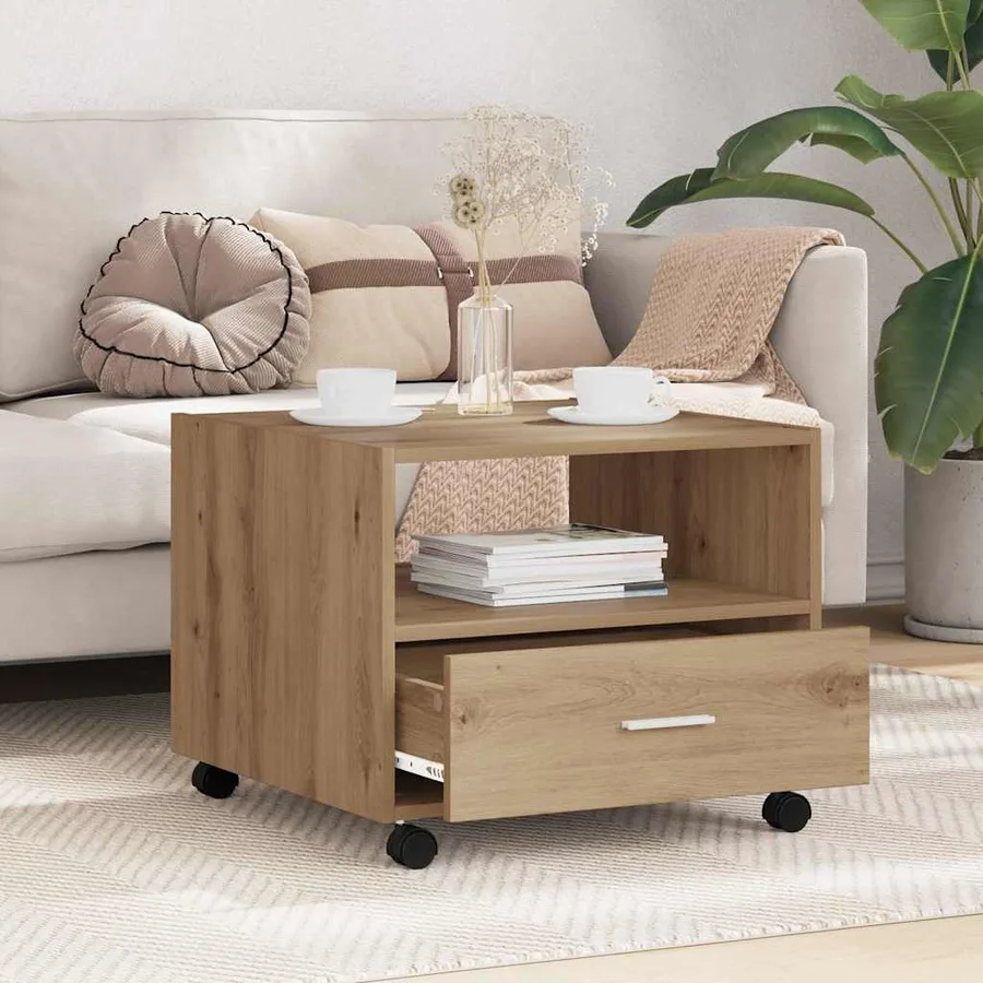 Table basse Chêne artisanal 55 x 55 x 45cm Bois d'ingénierie - 4