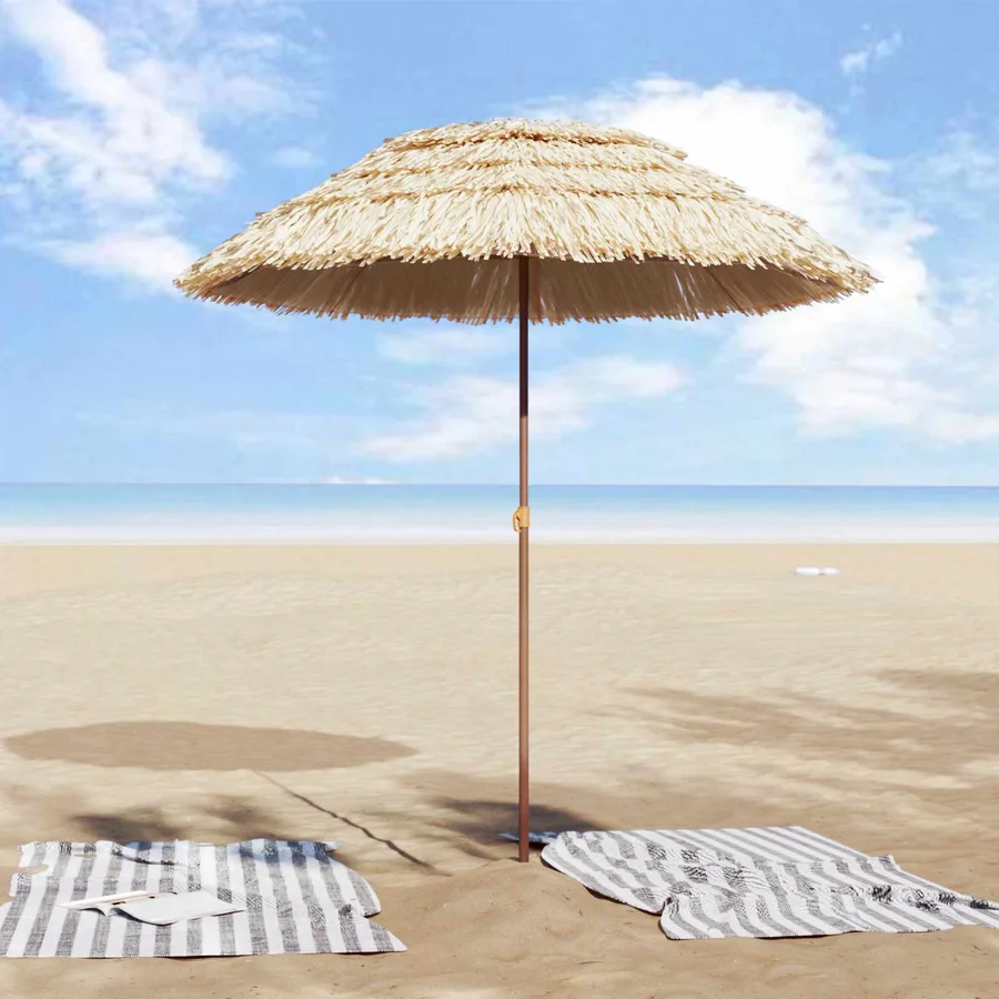 Parasol de plage Naturel 160 x 160 x 196 cm Polyester et Acier - 3