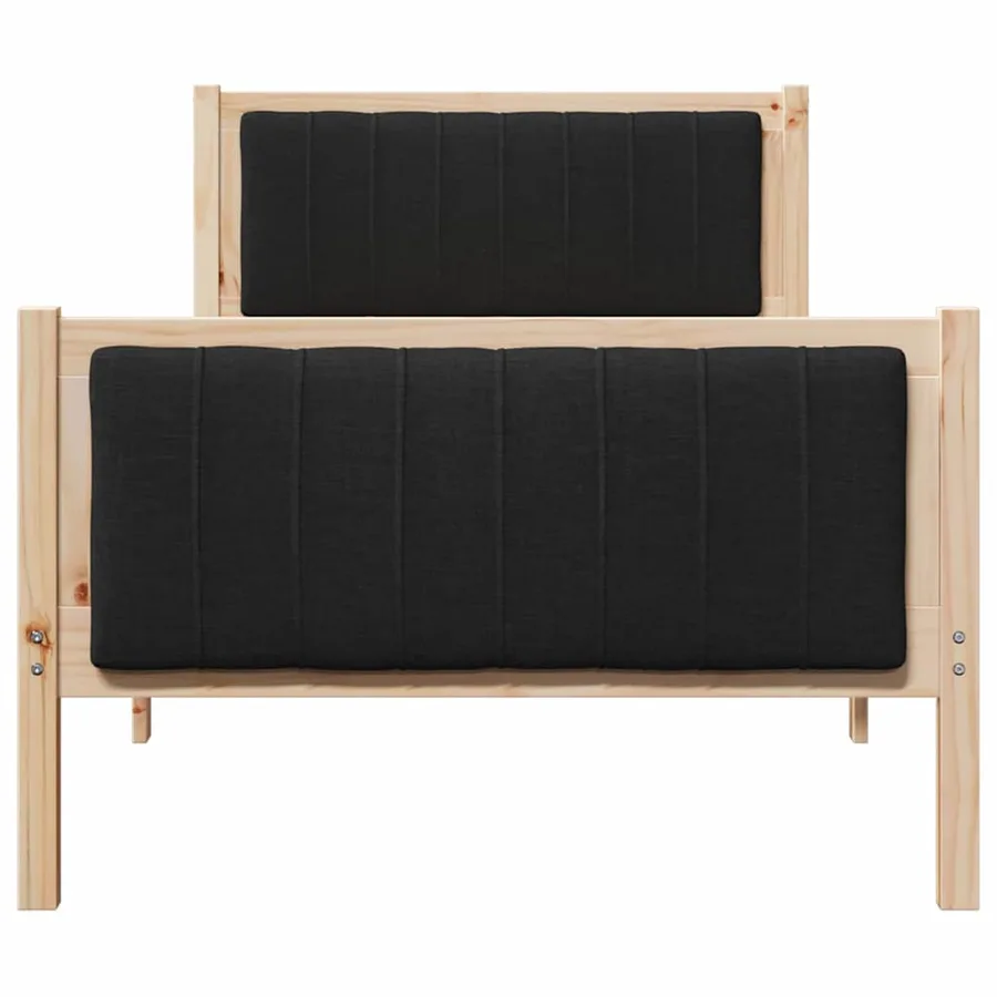Cadre de lit Marron et noir 90 x 200 cm Bois massif en pin - 5