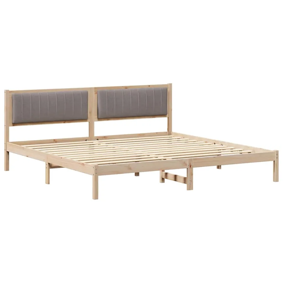 Cadre de lit avec tête de lit Taupe 200 x 200 cm Pin massif - 2