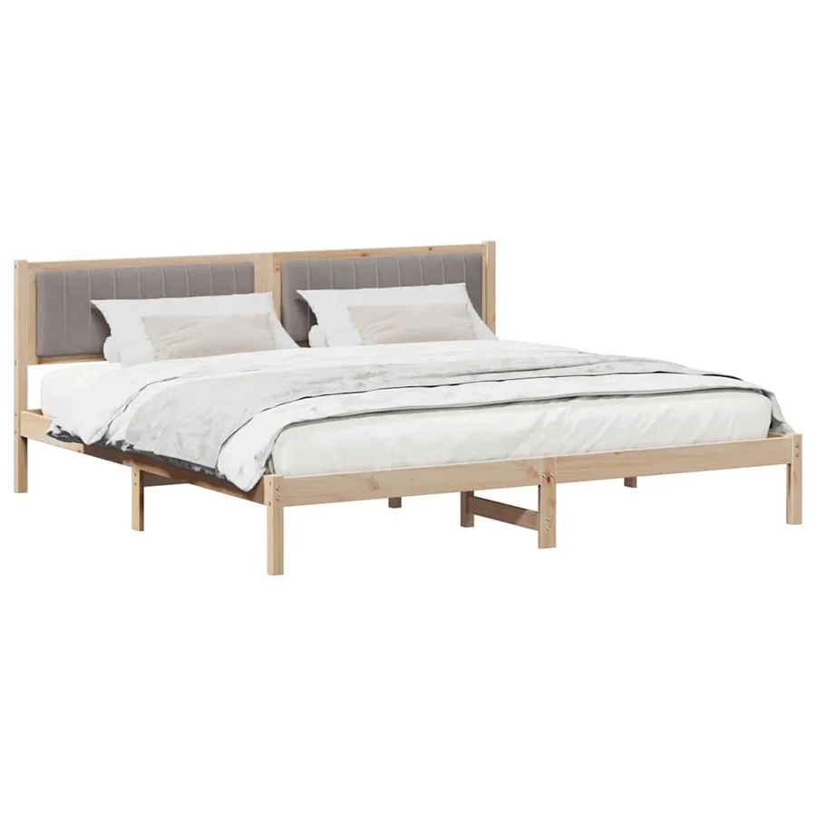 Cadre de lit avec tête de lit Taupe 200 x 200 cm Pin massif - 3