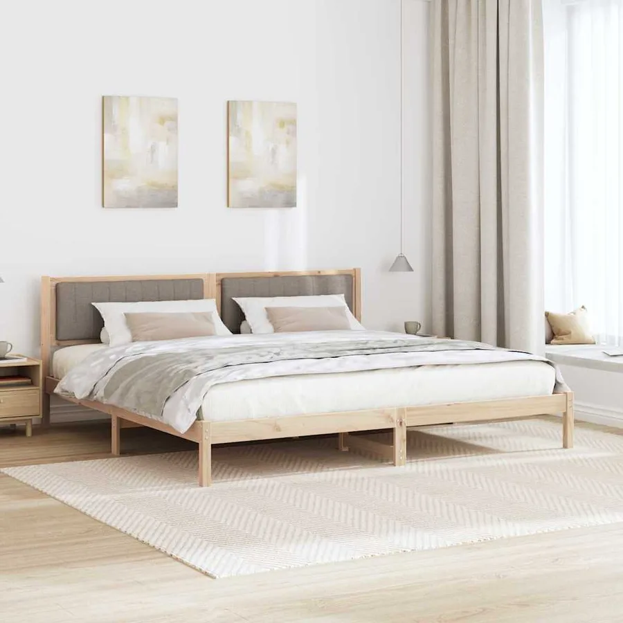 Cadre de lit avec tête de lit Taupe 200 x 200 cm Pin massif - 4