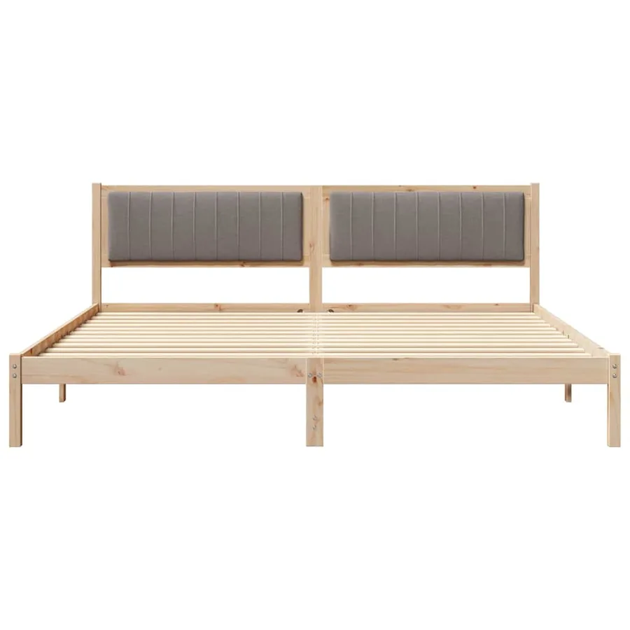 Cadre de lit avec tête de lit Taupe 200 x 200 cm Pin massif - 5
