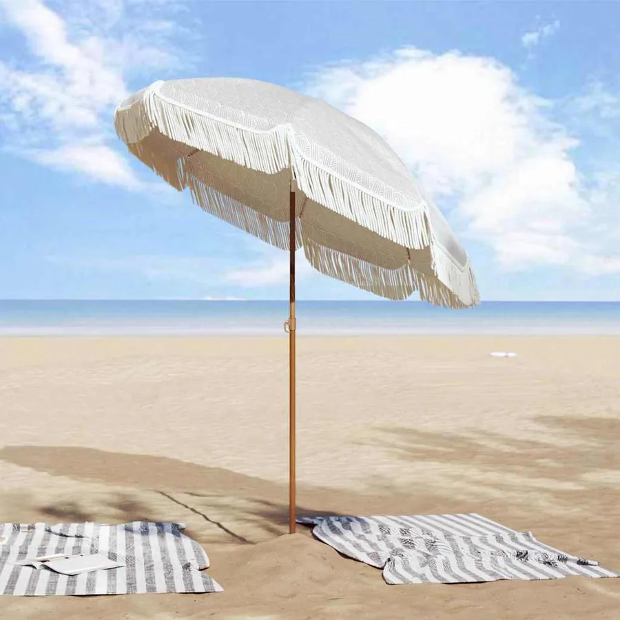 Parasol de plage Gris et blanc 160 x 160 x 196 cm - 3