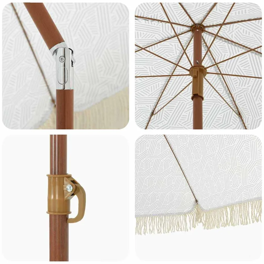 Parasol de plage Gris et blanc 160 x 160 x 196 cm - 5