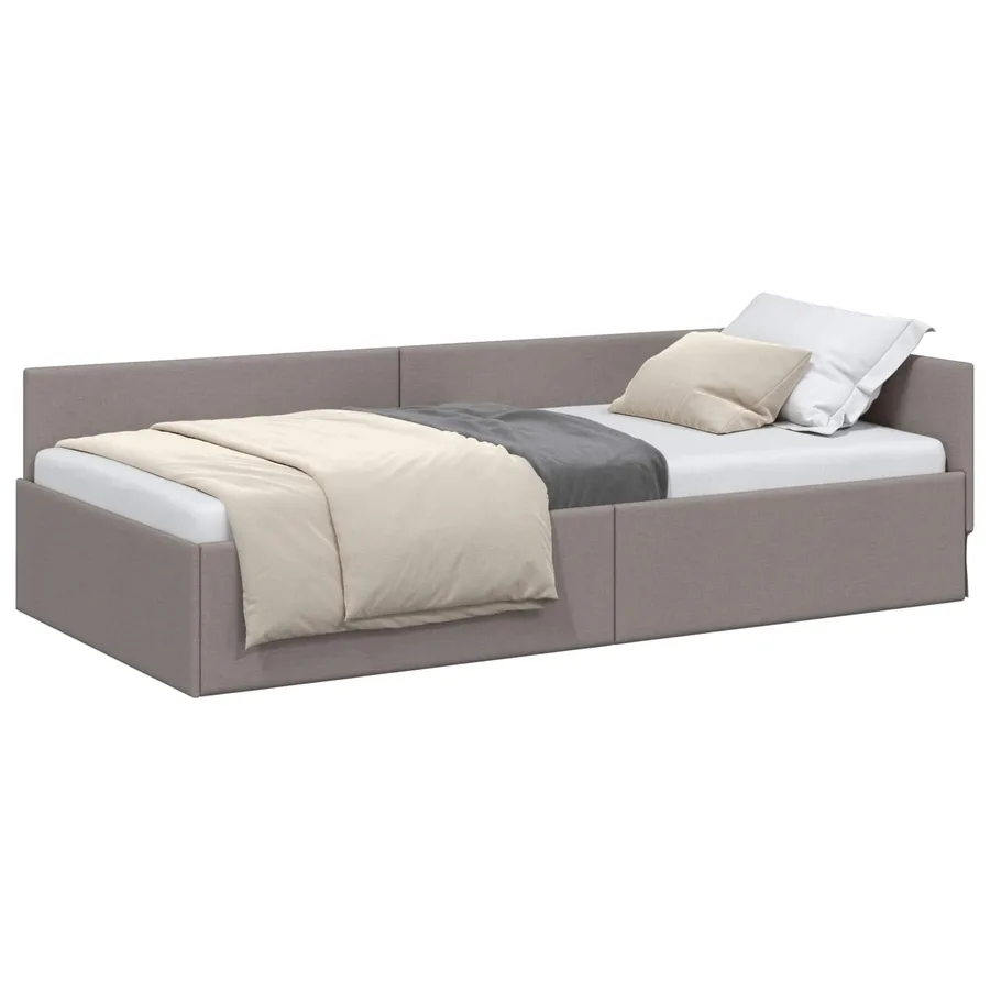 Cadre de lit d'angle Taupe 100 cm x 200 cm tissu - 2