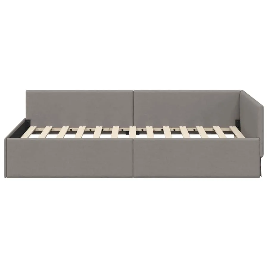 Cadre de lit d'angle Taupe 100 cm x 200 cm tissu - 5