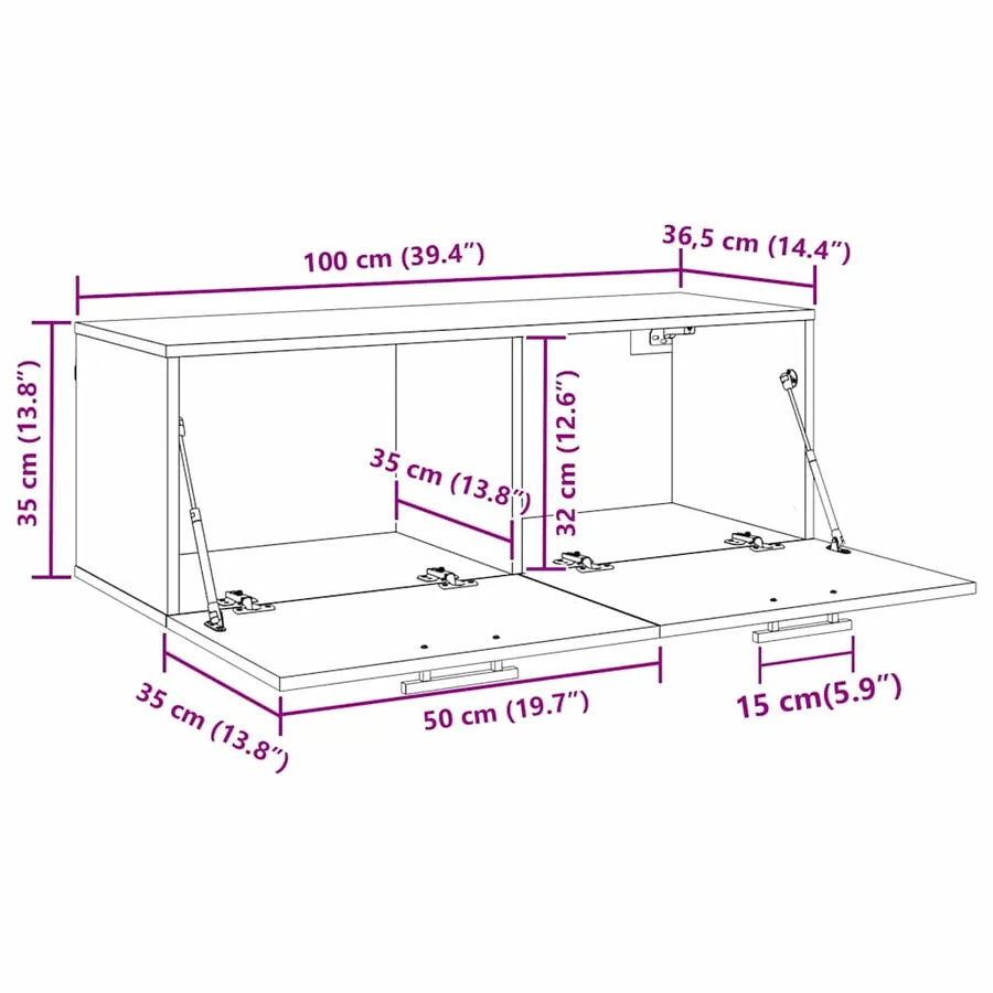 Meuble mural 100 x 36.5 x 35 cm Bois d'ingénierie - 12