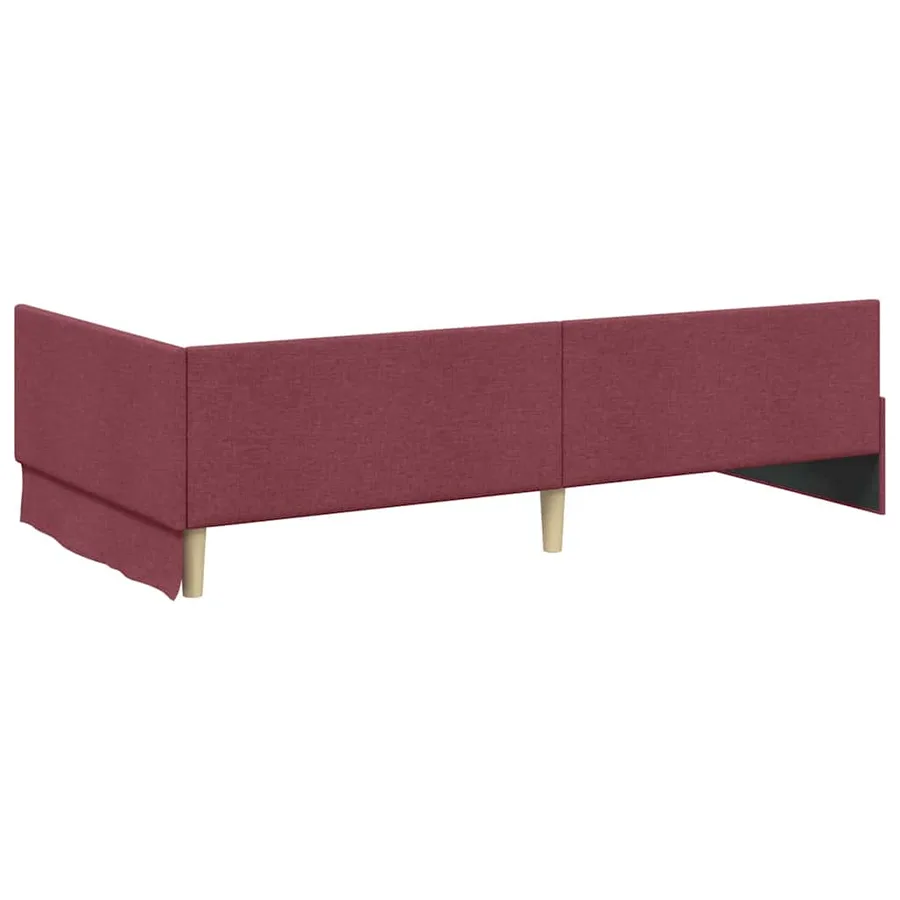 Cadre de lit d'angle Bordeaux 100 cm x 200 cm tissu - 7