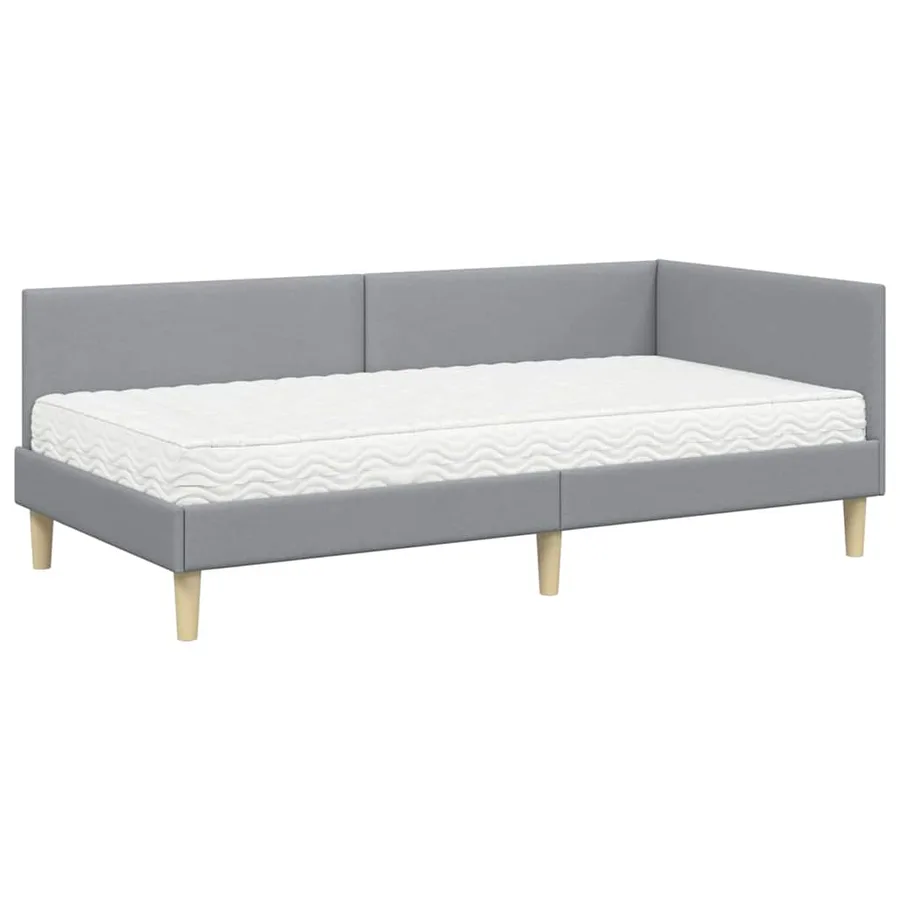 Cadre de lit d'angle avec matelas Autre 2 pcs Gris clair tissu - 4