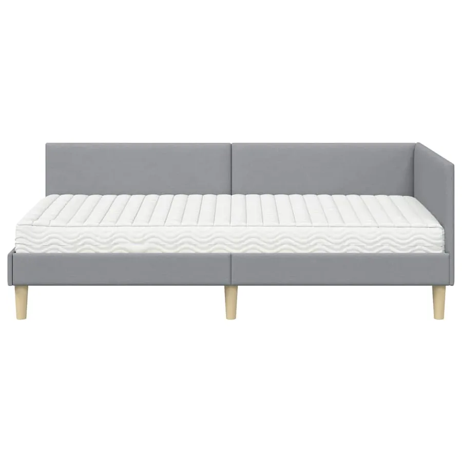 Cadre de lit d'angle avec matelas Autre 2 pcs Gris clair tissu - 5