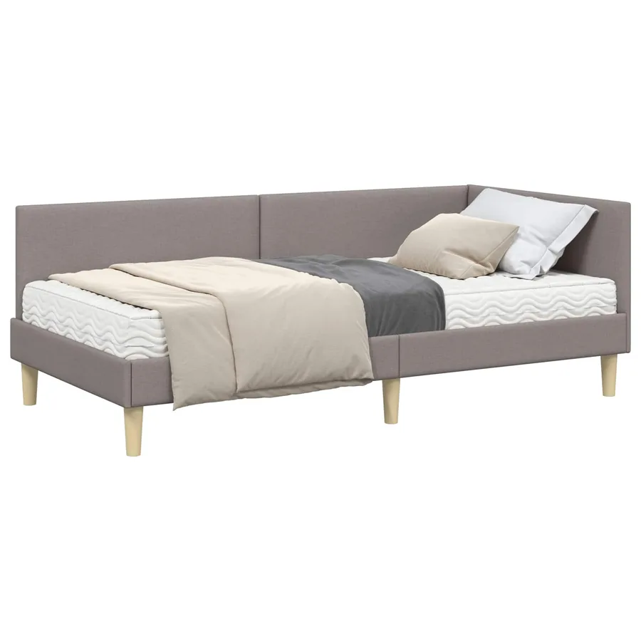 Cadre de lit d'angle avec matelas Autre 2 pcs Taupe tissu - 2
