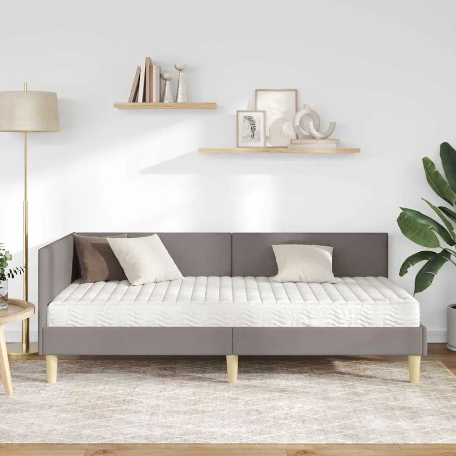 Cadre de lit d'angle avec matelas Autre 2 pcs Taupe tissu - 3