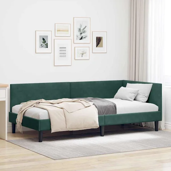 Cadre de lit d'angle Vert foncé 80 cm x 200 cm Velours