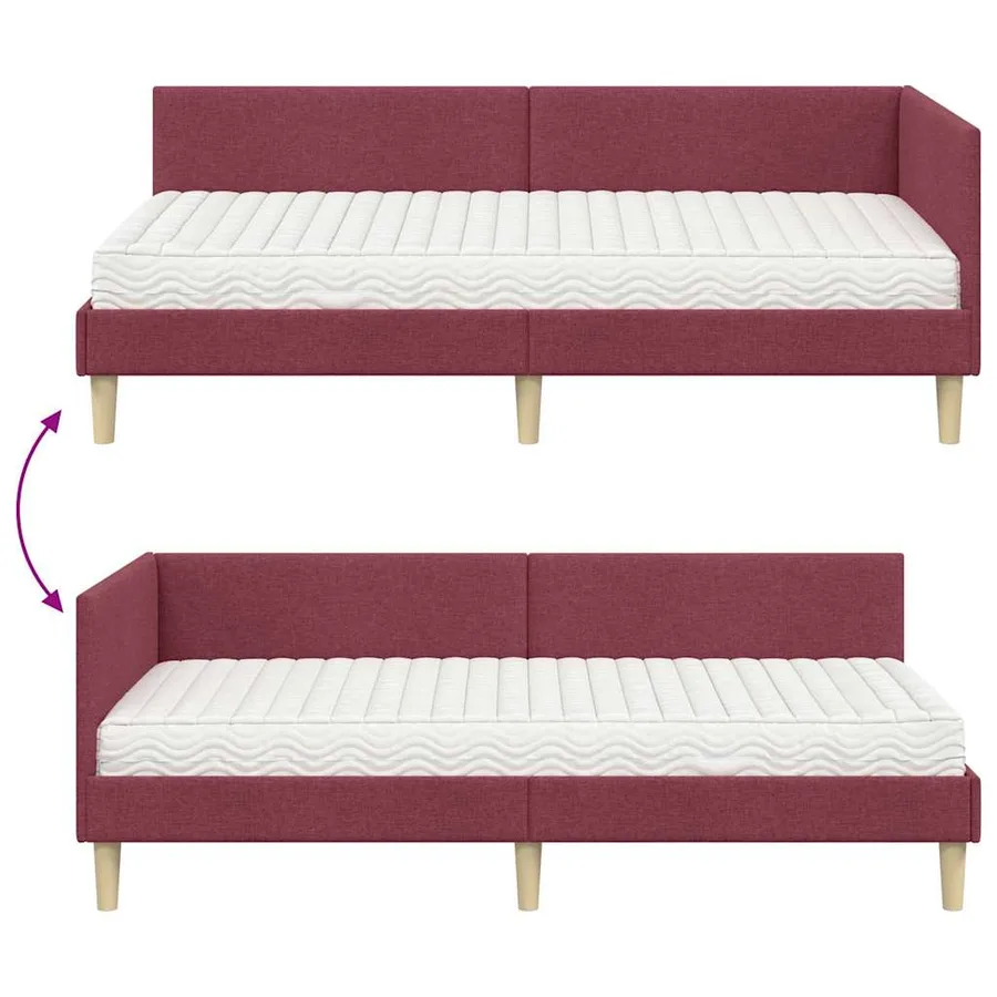 Cadre de lit d'angle avec matelas Autre 2 pcs Gris tissu - 12