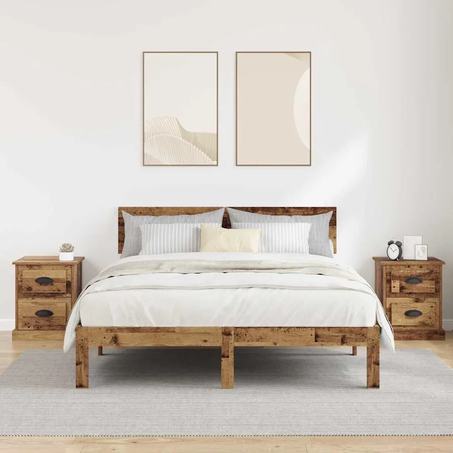 Cabinet de chevet 2 pcs Bois ancien 39 x 39 x 47.5 cm - 4