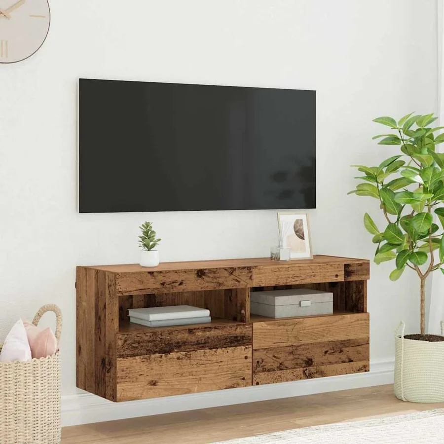 Meuble TV mural Bois Ancien 100 x 30 x 40 cm Bois d'ingénierie