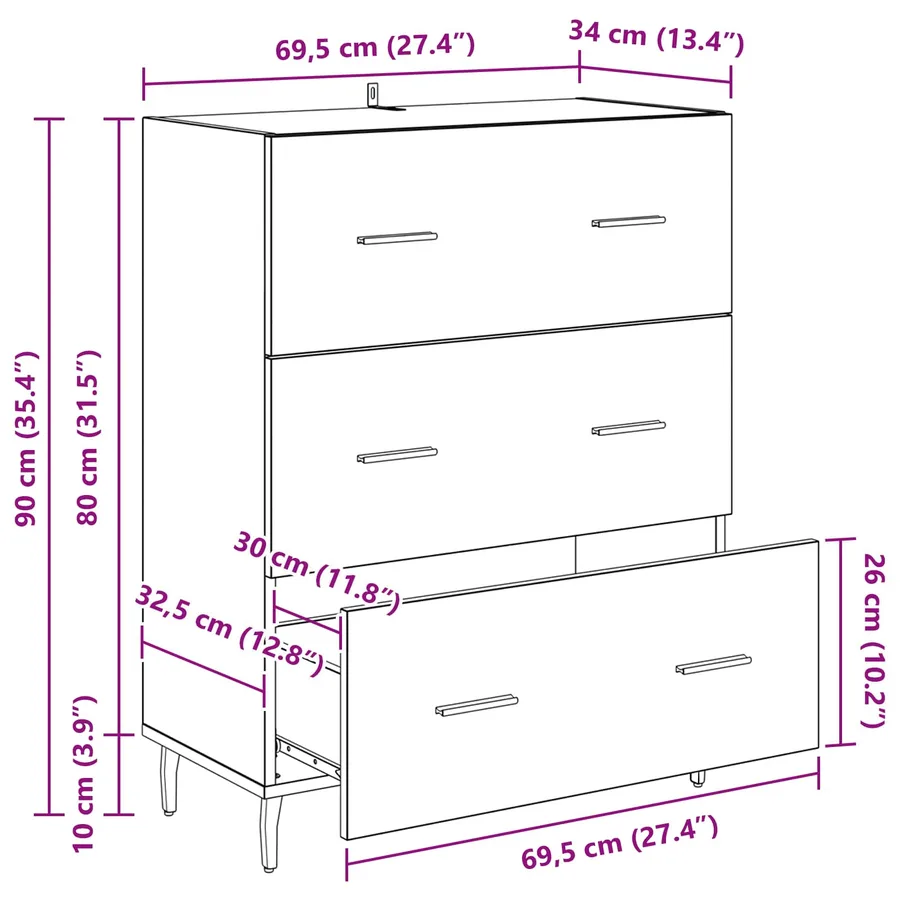 Buffet Chêne artisanal 69,5 x 34 x 90 cm - 15