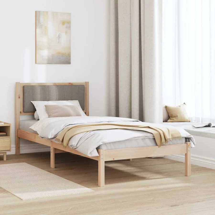 Cadre de lit avec tête de lit rembourrée Taupe 90 x 190 cm - 4