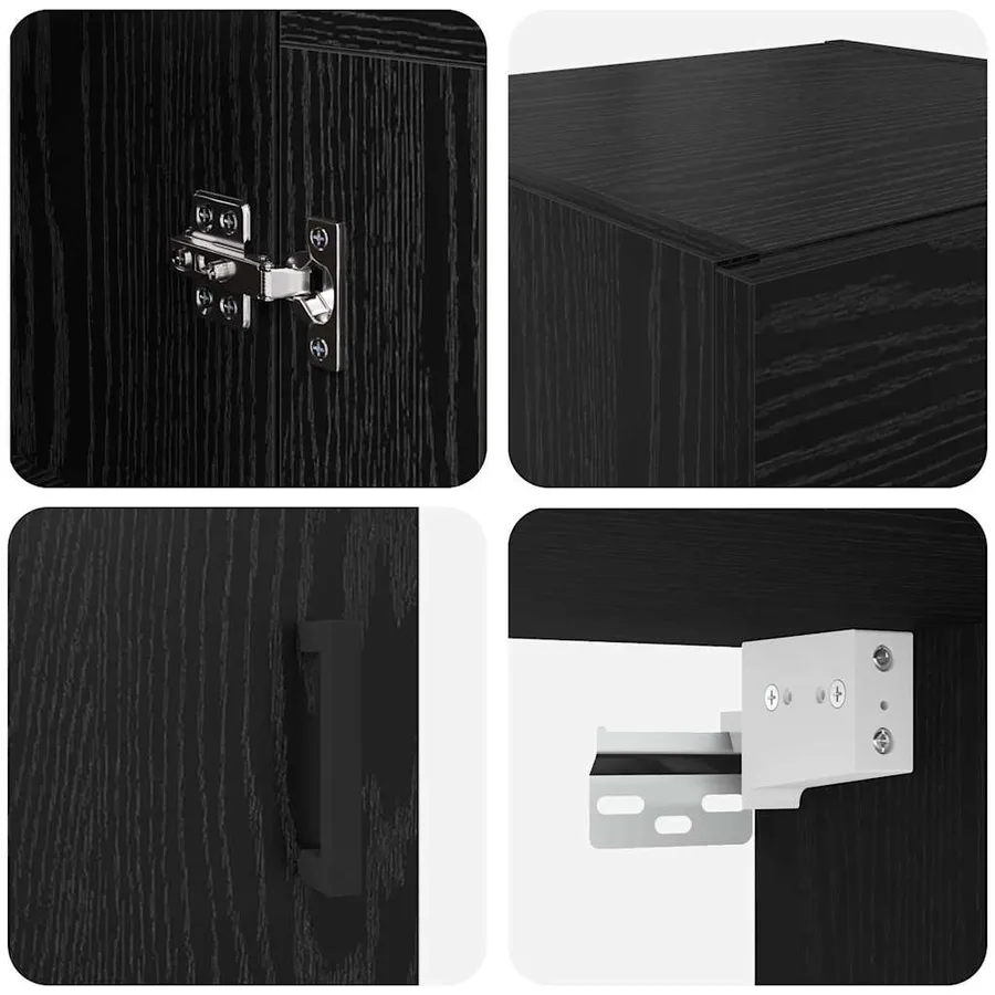 Meuble mural Chêne noir 34,5 x 34 x 90 cm Bois d'ingénierie - 9