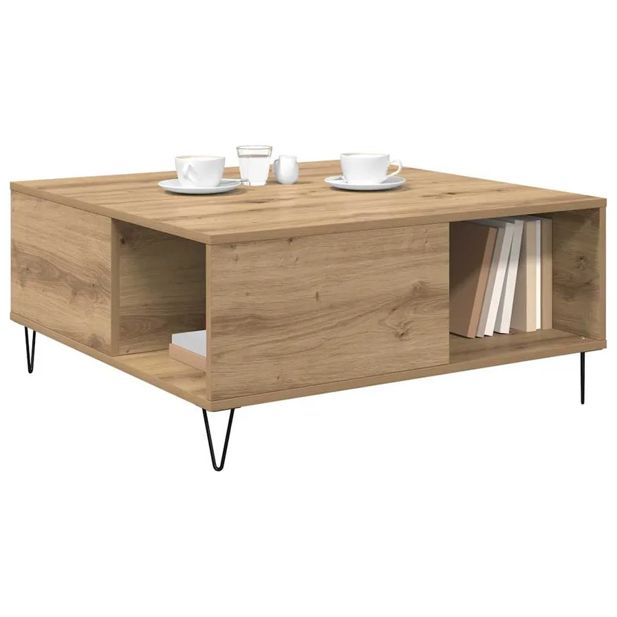 Table basse Chêne artisanal 80 x 80 x 36,5 cm Bois d'ingénierie - 3