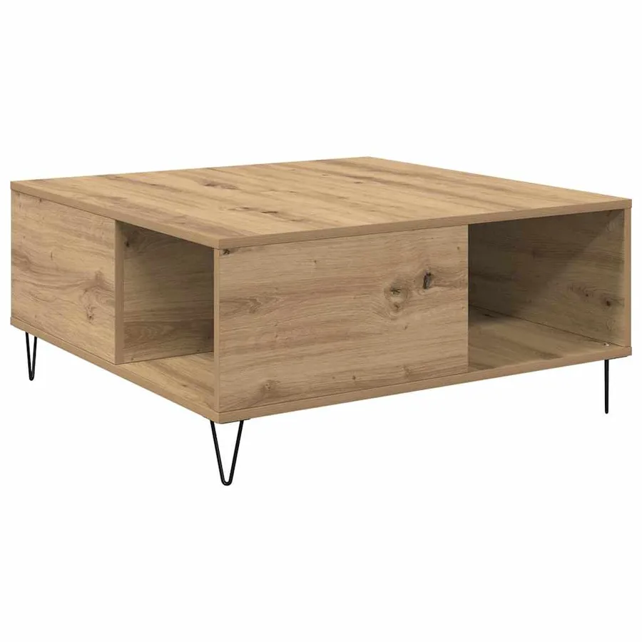 Table basse Chêne artisanal 80 x 80 x 36,5 cm Bois d'ingénierie - 7