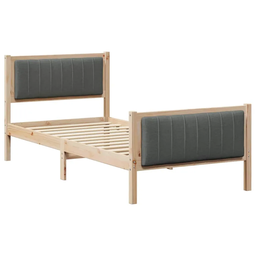 Cadre de lit avec tête de lit marron et gris foncé 90 x 190 cm - 2