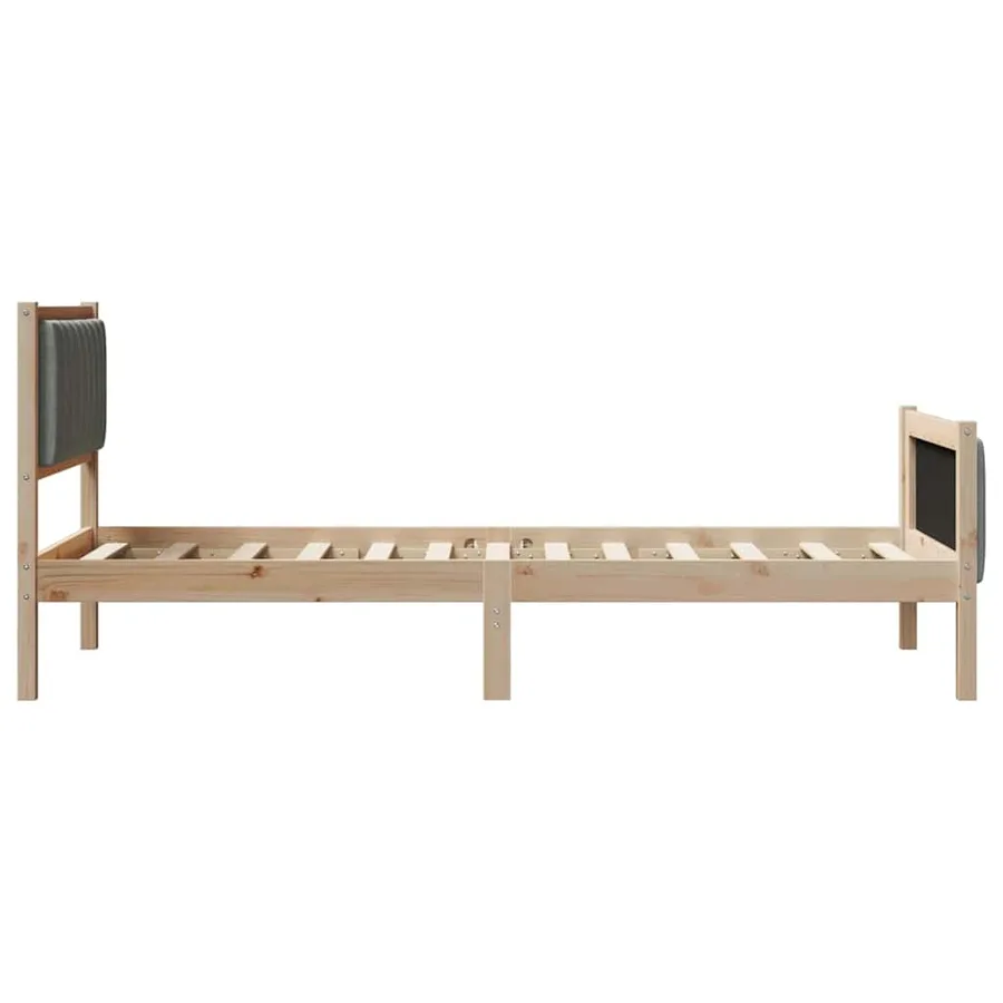 Cadre de lit avec tête de lit marron et gris foncé 90 x 190 cm - 6