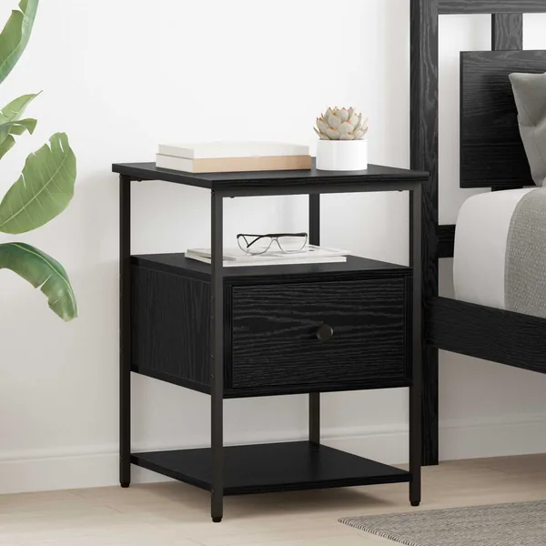 Cabinet de chevet avec tiroir 2 pcs Chêne noir 40 x 42 x 56 cm