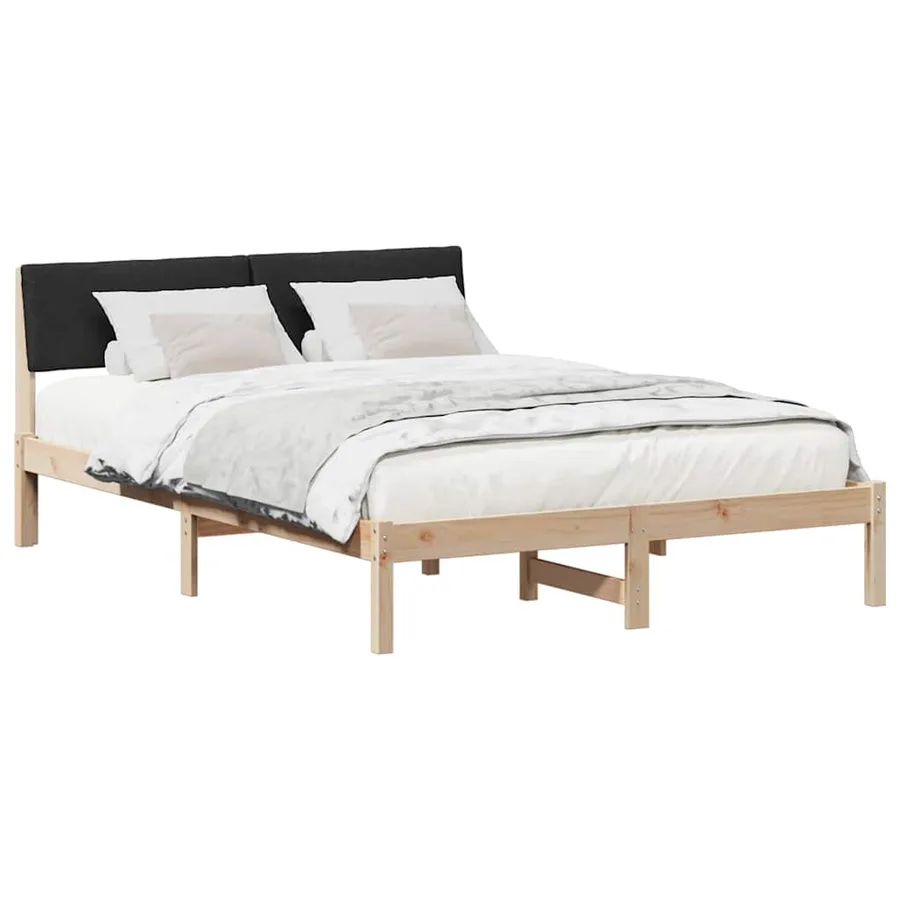 Cadre de lit Marron et noir 135 x 190 cm Bois massif en pin - 3
