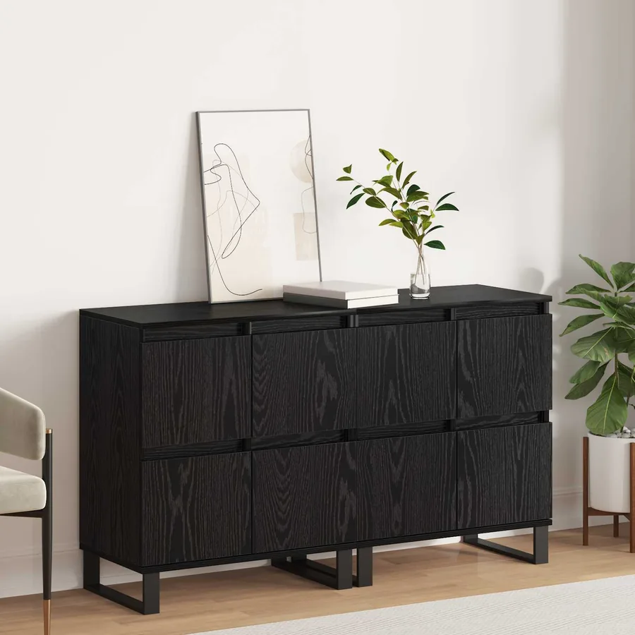 Buffet 2 pcs Chêne noir 60 x 35 x 70 cm