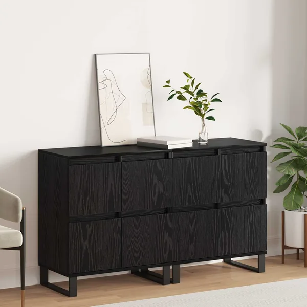 Buffet 2 pcs Chêne noir 60 x 35 x 70 cm