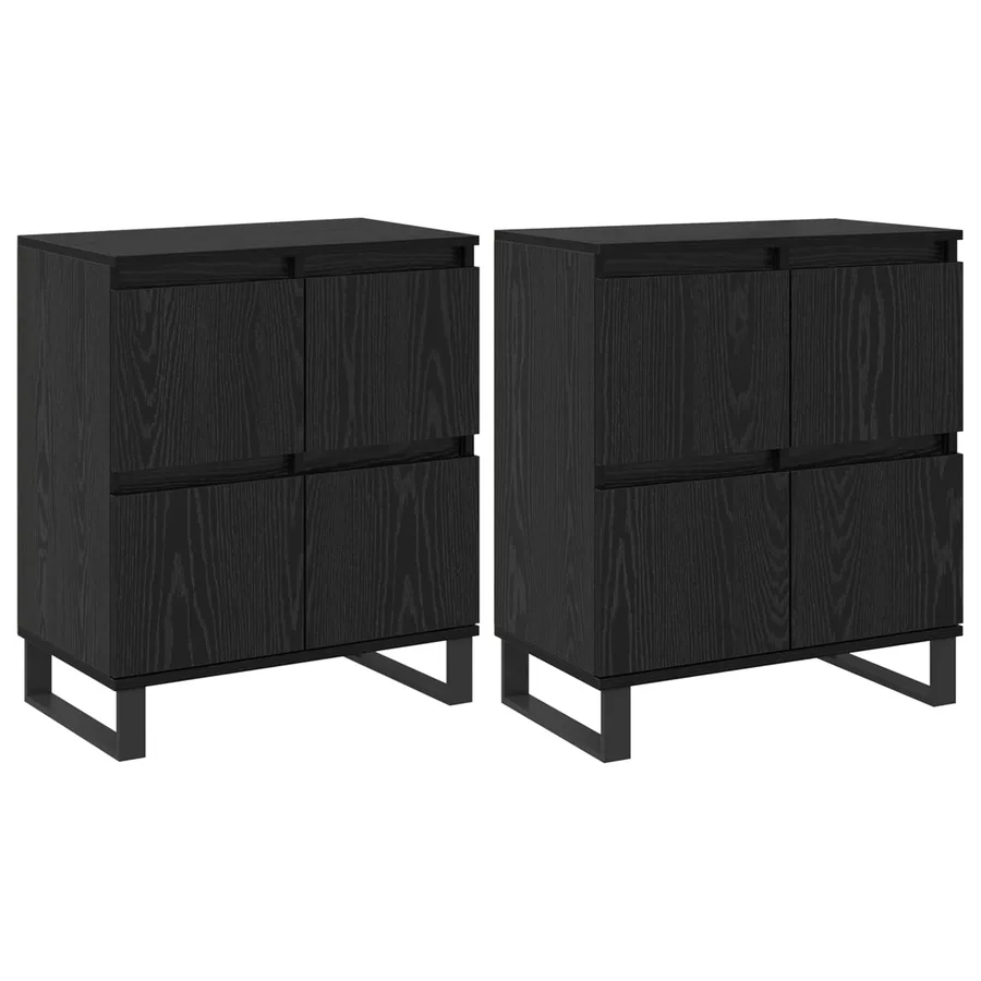 Buffet 2 pcs Chêne noir 60 x 35 x 70 cm - 2
