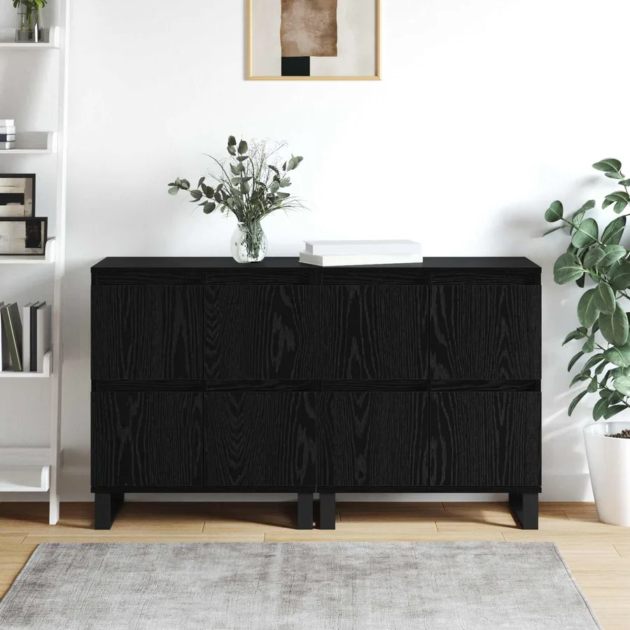 Buffet 2 pcs Chêne noir 60 x 35 x 70 cm - 4