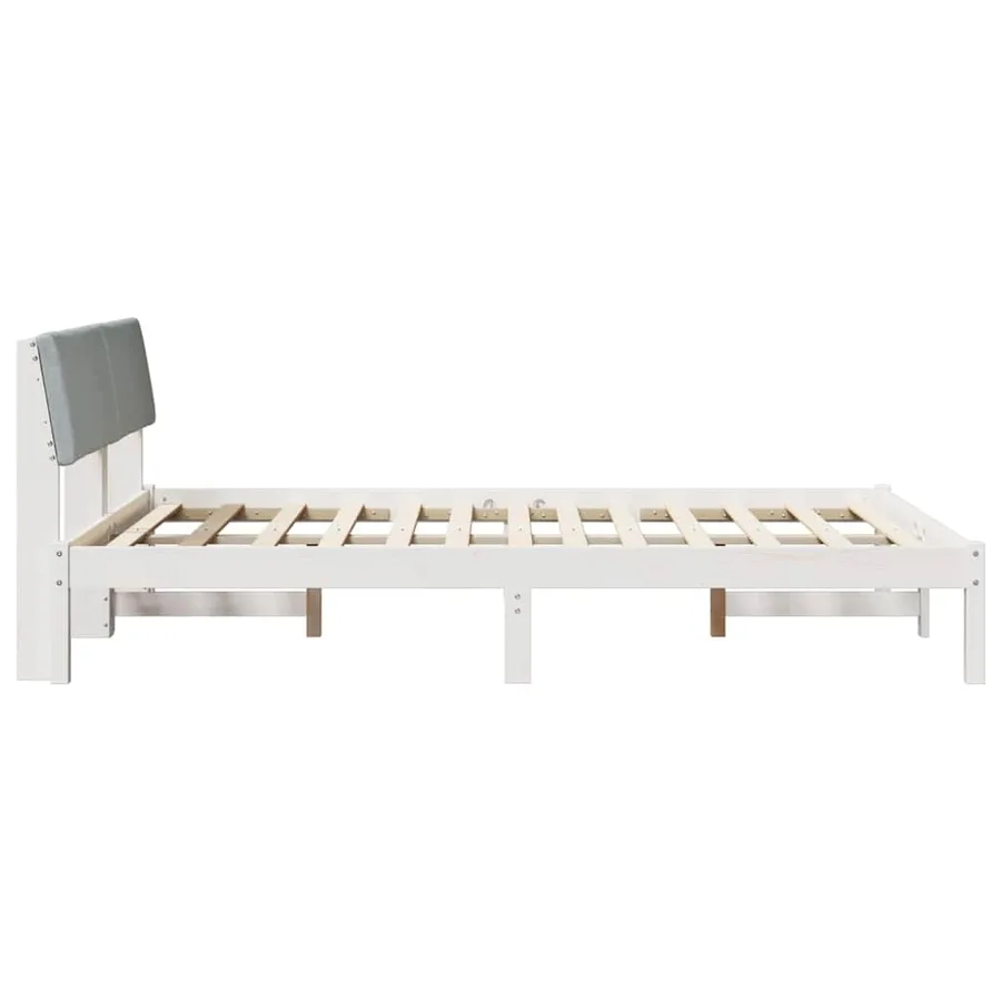 Cadre de lit avec tête de lit Blanc et gris clair 135 x 190 cm - 6